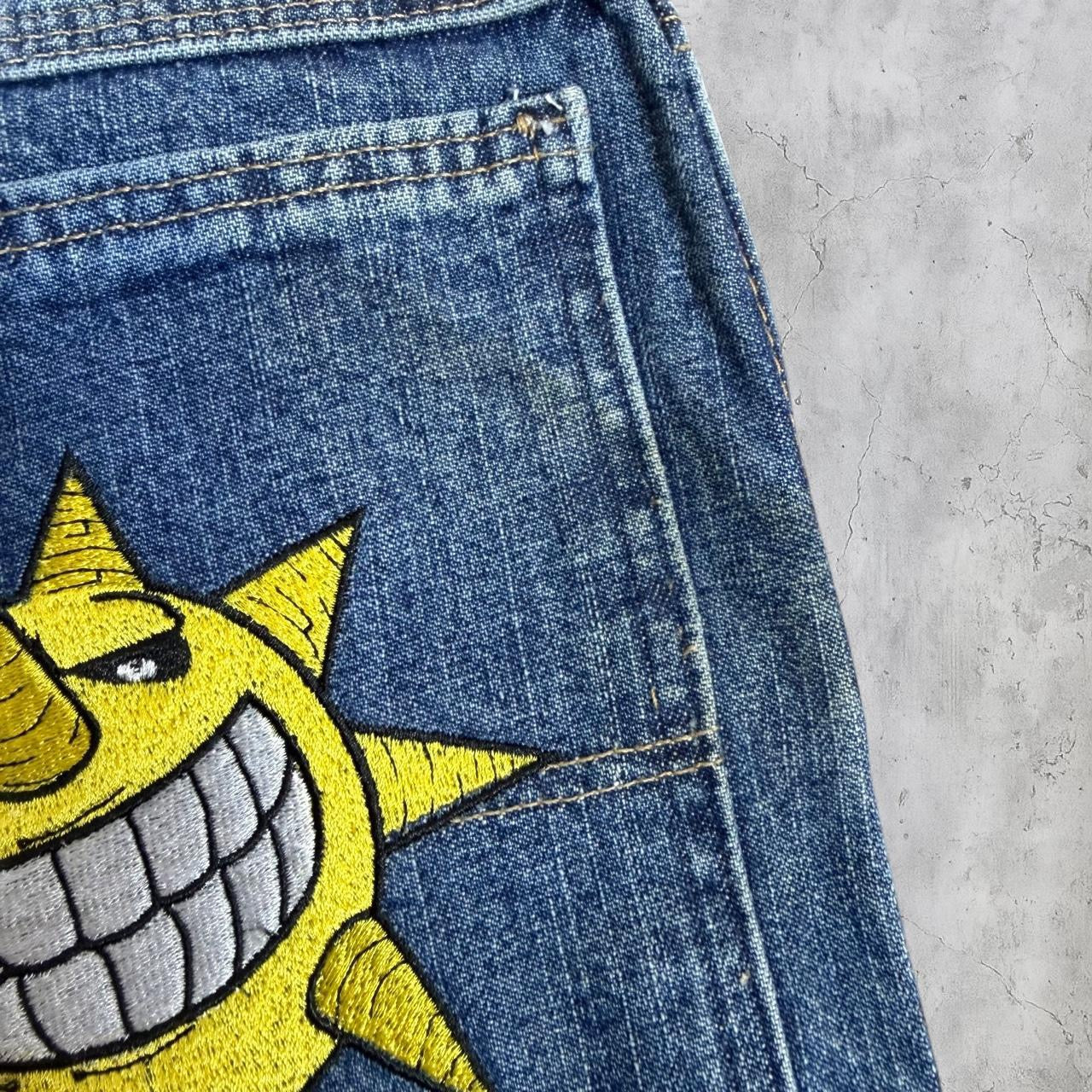 (36) embroidered Soul eater jorts