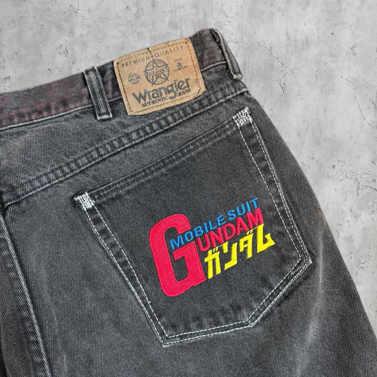 Embroidered Gundam jorts