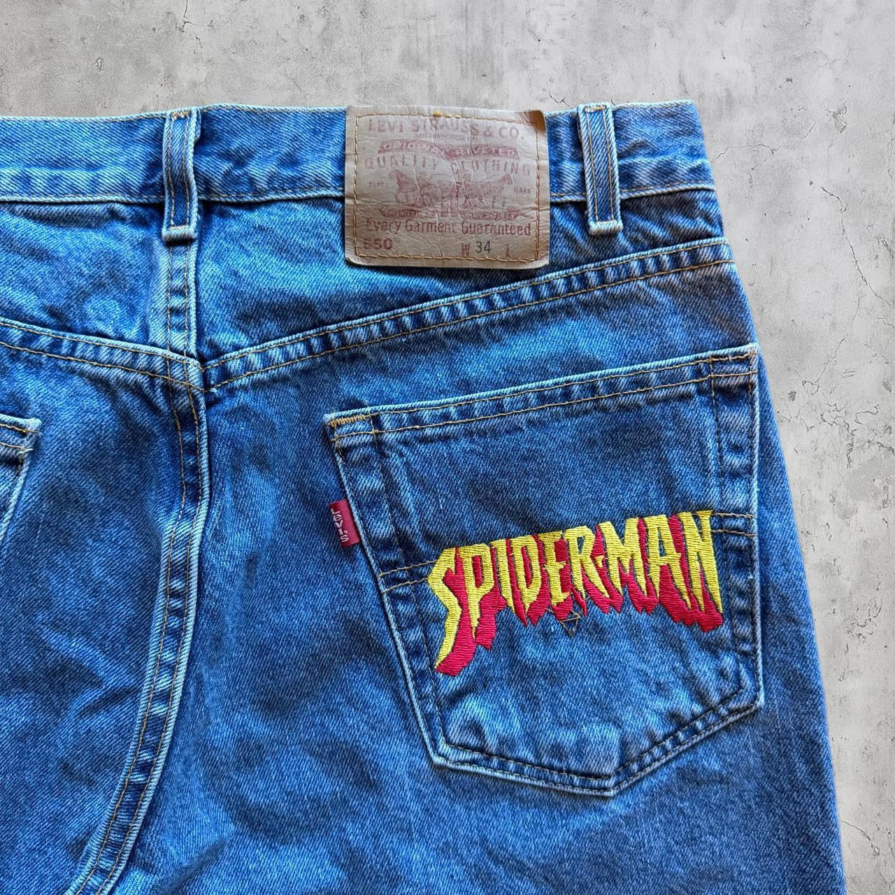 (34) 2000s Levi’s Spider-Man embroidered jorts