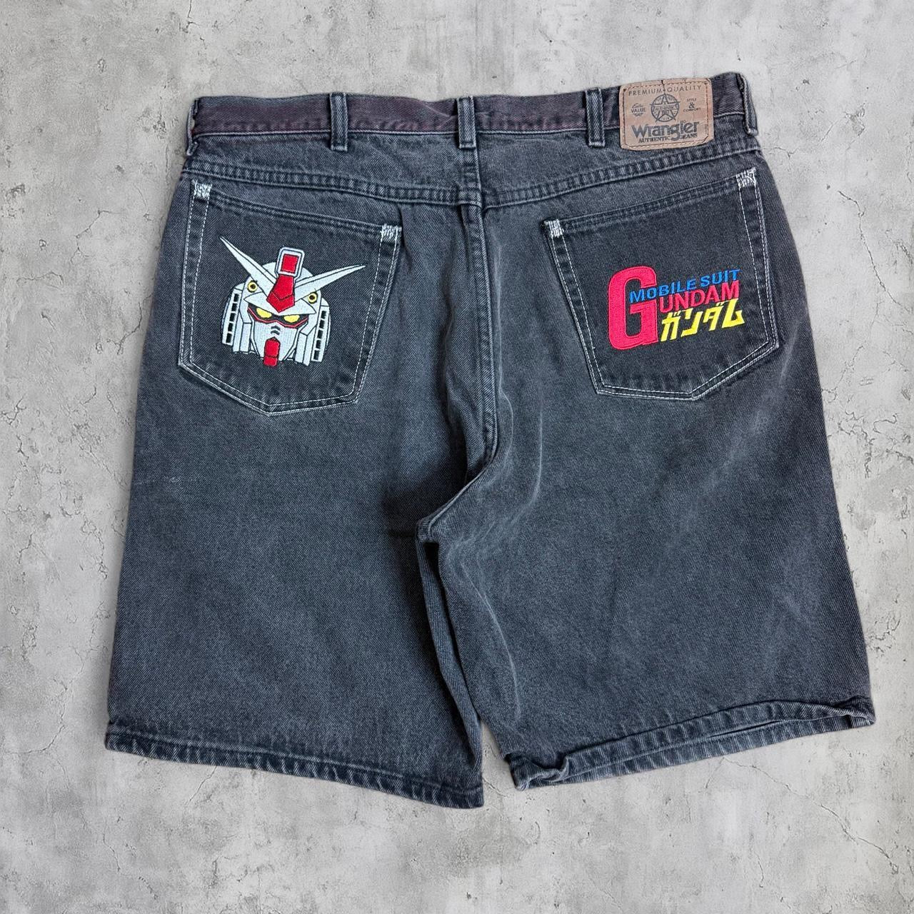 Embroidered Gundam jorts