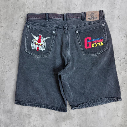 Embroidered Gundam jorts