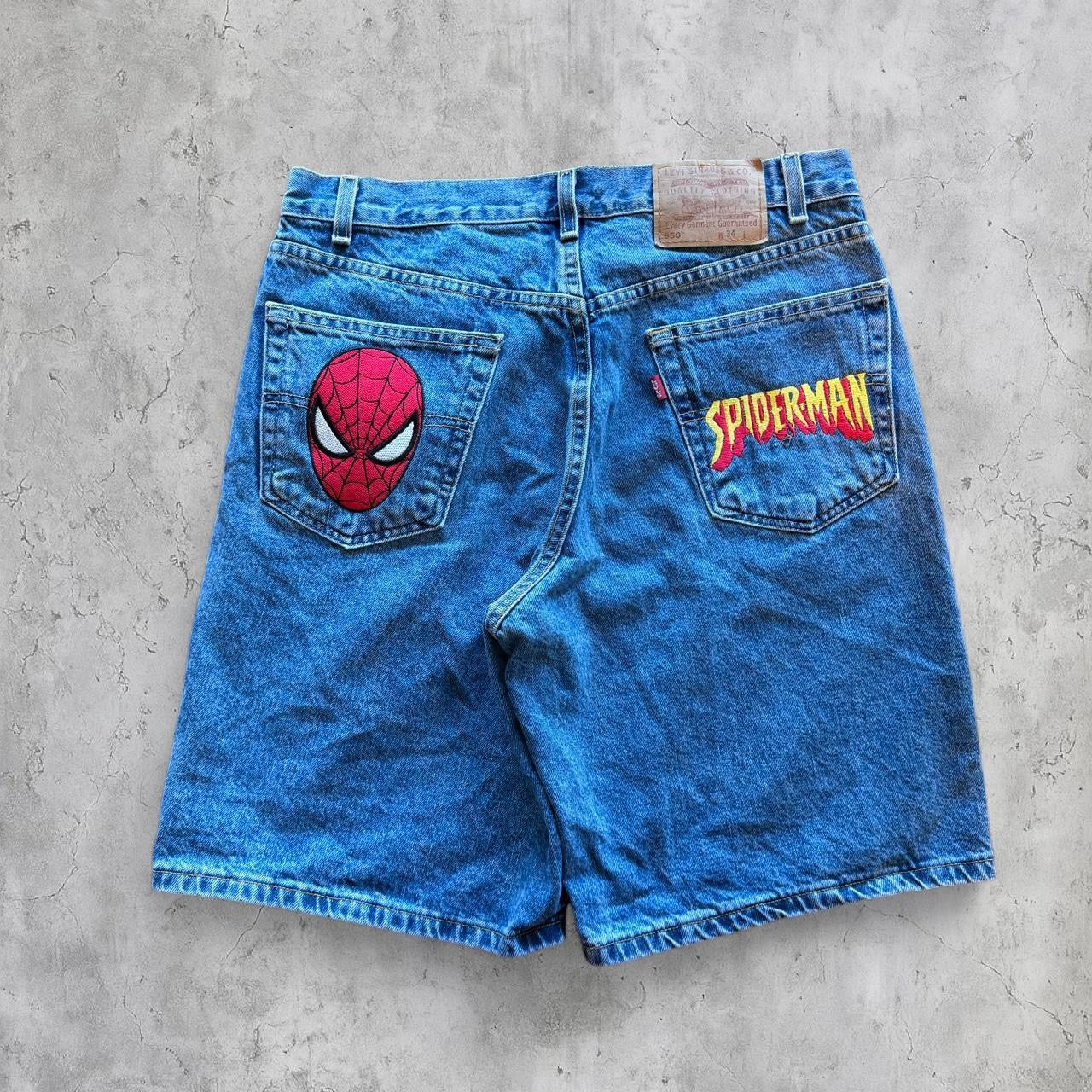 (34) 2000s Levi’s Spider-Man embroidered jorts