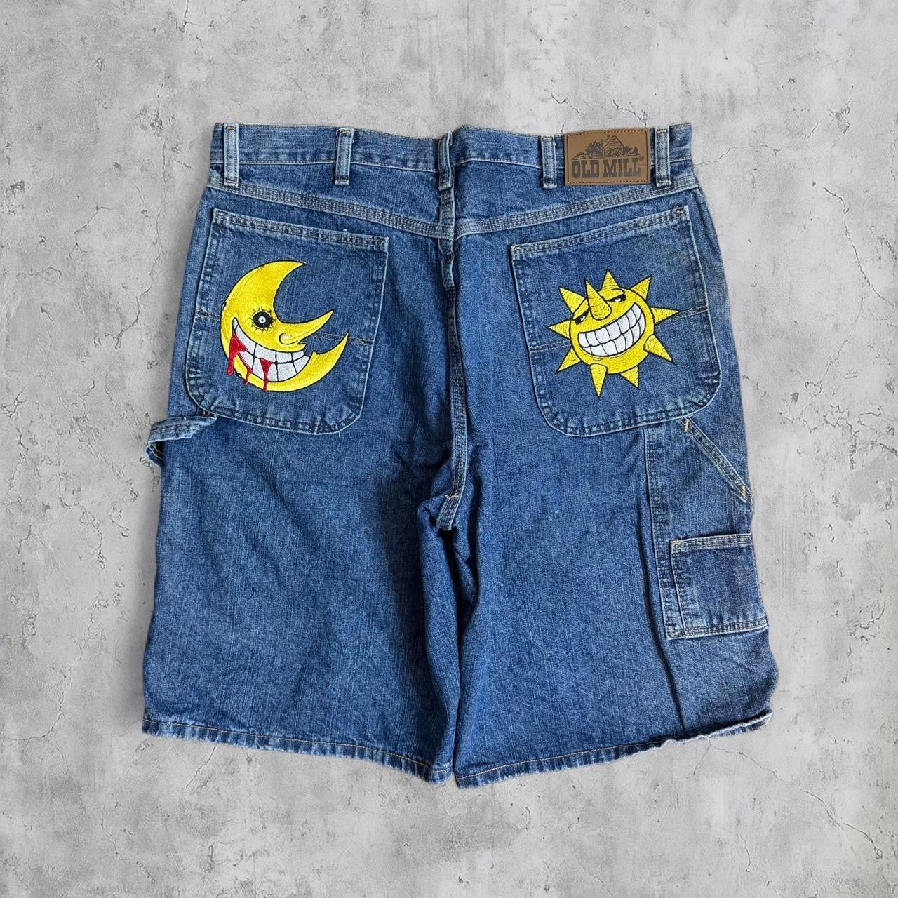 (36) embroidered Soul eater jorts