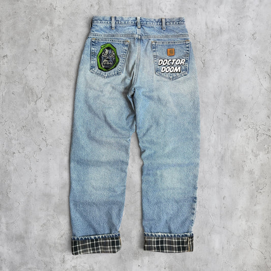 (34) DR DOOM embroidered jeans