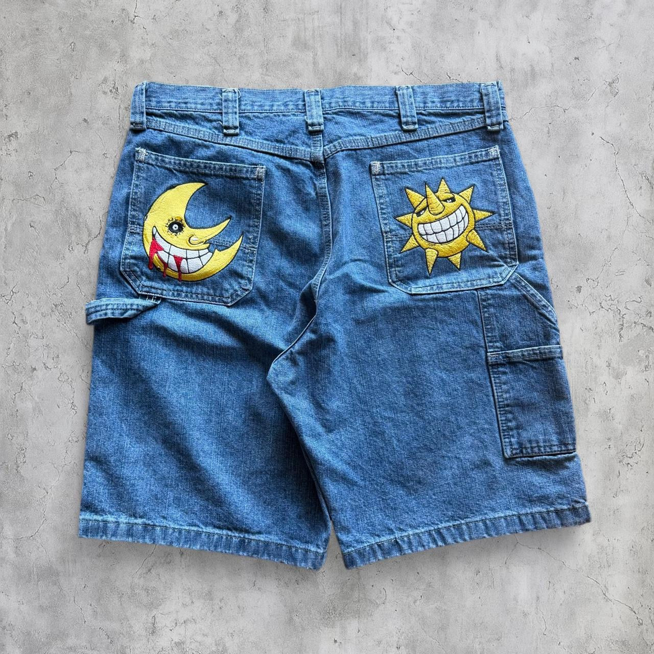 (36) soul eater embroidered jorts