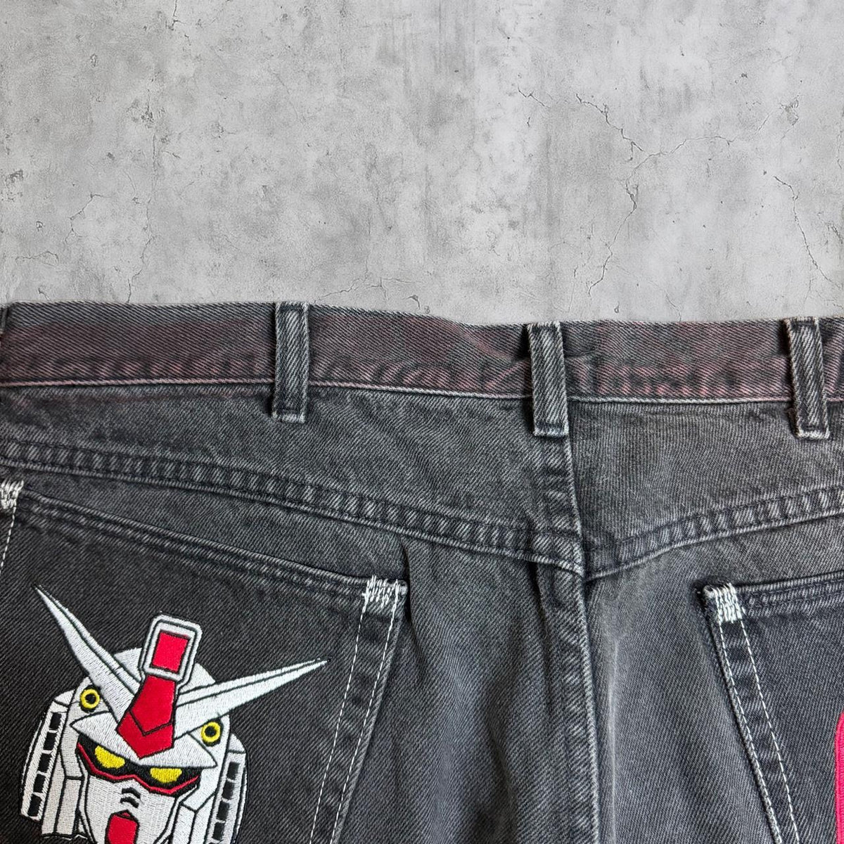 Embroidered Gundam jorts