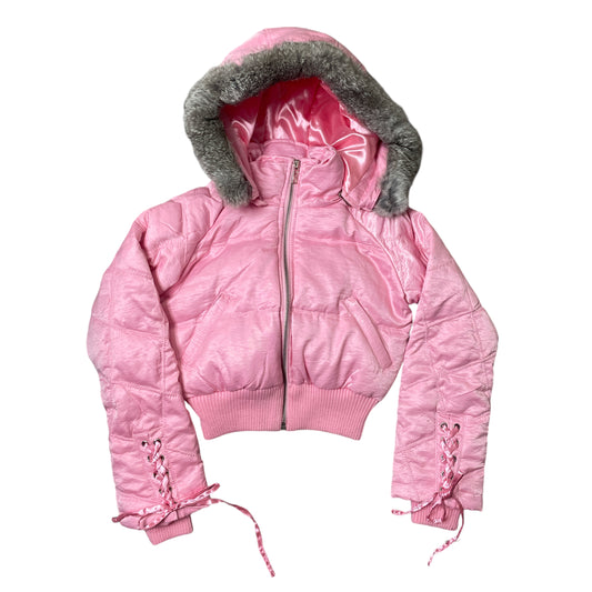 Pink Crop Fur Puffer