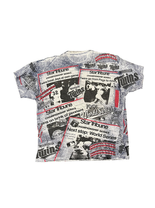 (XL) 1991 Minnesota Twins all over print T-shirt