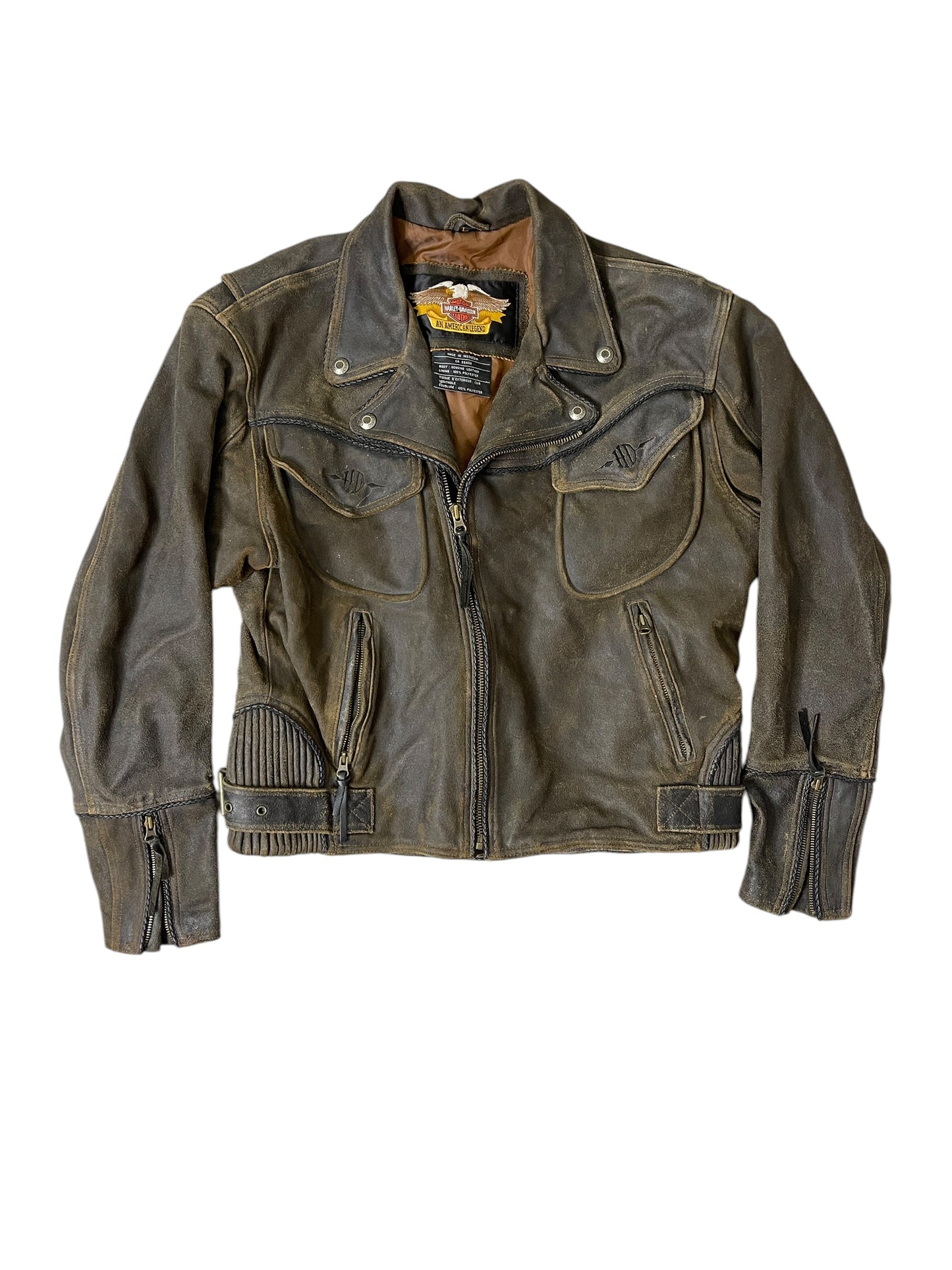 (L) 90S HARLEY DAVIDSON LEATHER JACKET