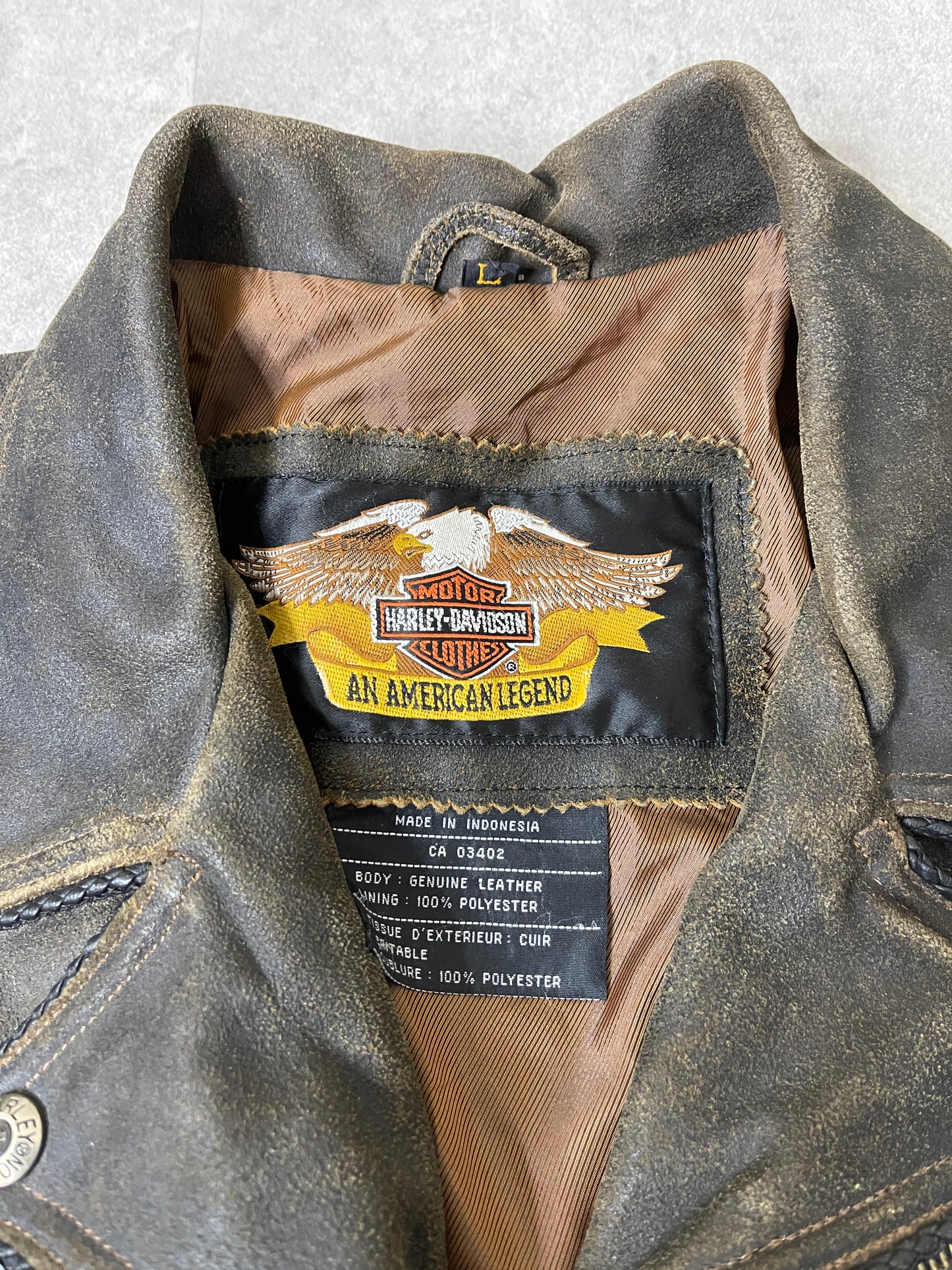 (L) 90S HARLEY DAVIDSON LEATHER JACKET