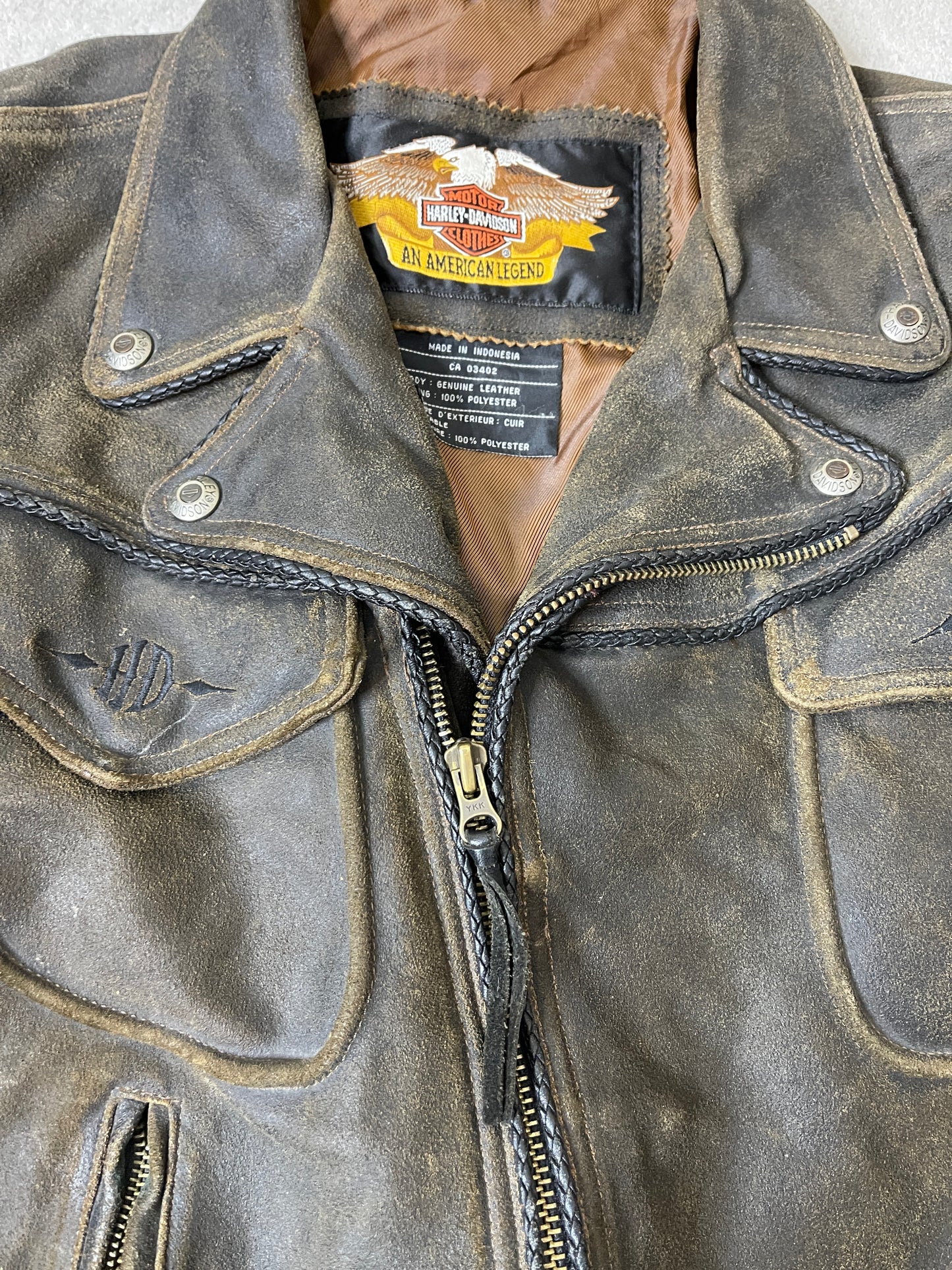 (L) 90S HARLEY DAVIDSON LEATHER JACKET