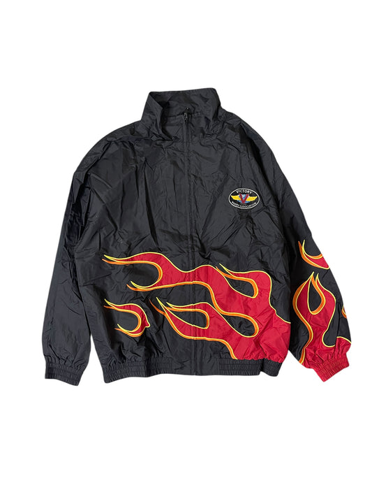 (2XL) RACING FLAME WINDBREAKER JACKET