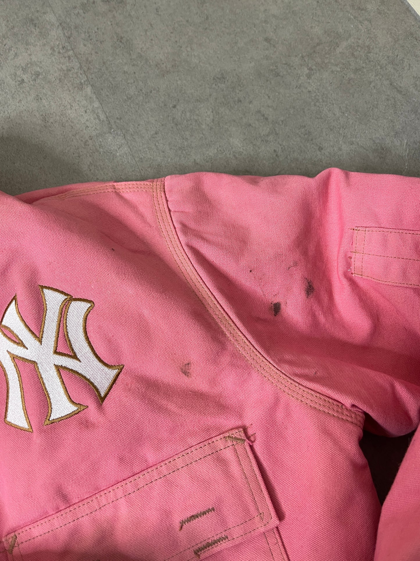 (S/M) PINK NY CARHARTT CROPPED JACKET